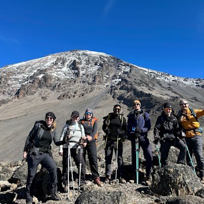 Group pic en route to Barafu Camp on Lemosho route on Kilimanjaro