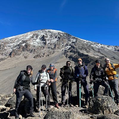 Group pic en route to Barafu Camp on Lemosho route on Kilimanjaro 