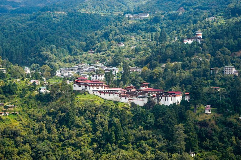 Aerial view of Trongsa Dzong, Bhutan