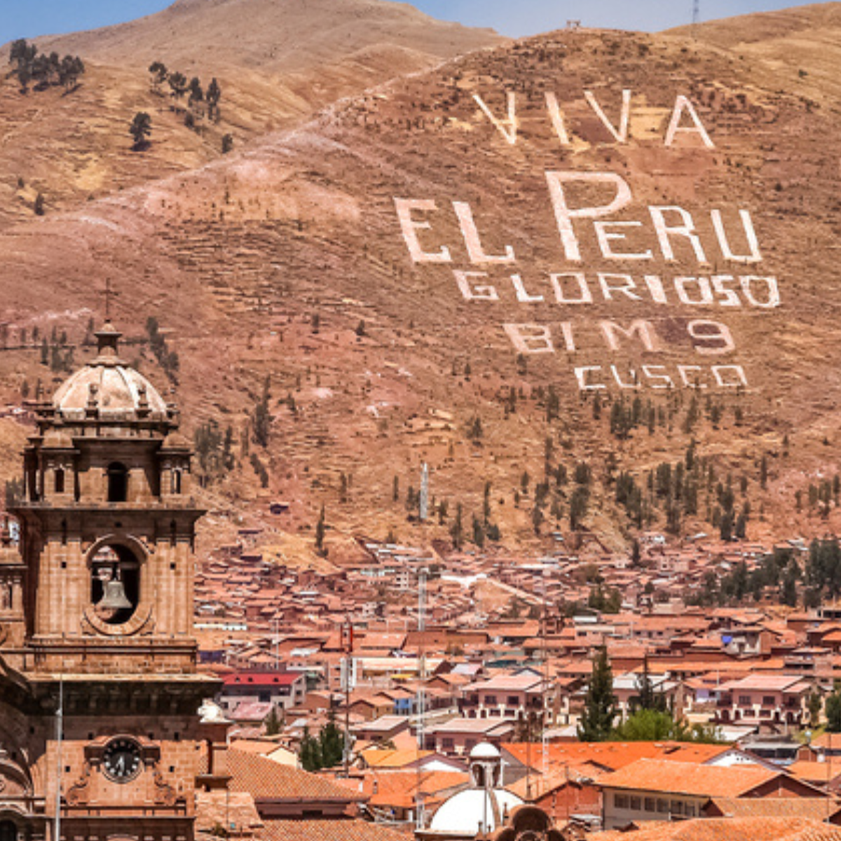 View of the centre of Cusco city with the Cathedral, Peru