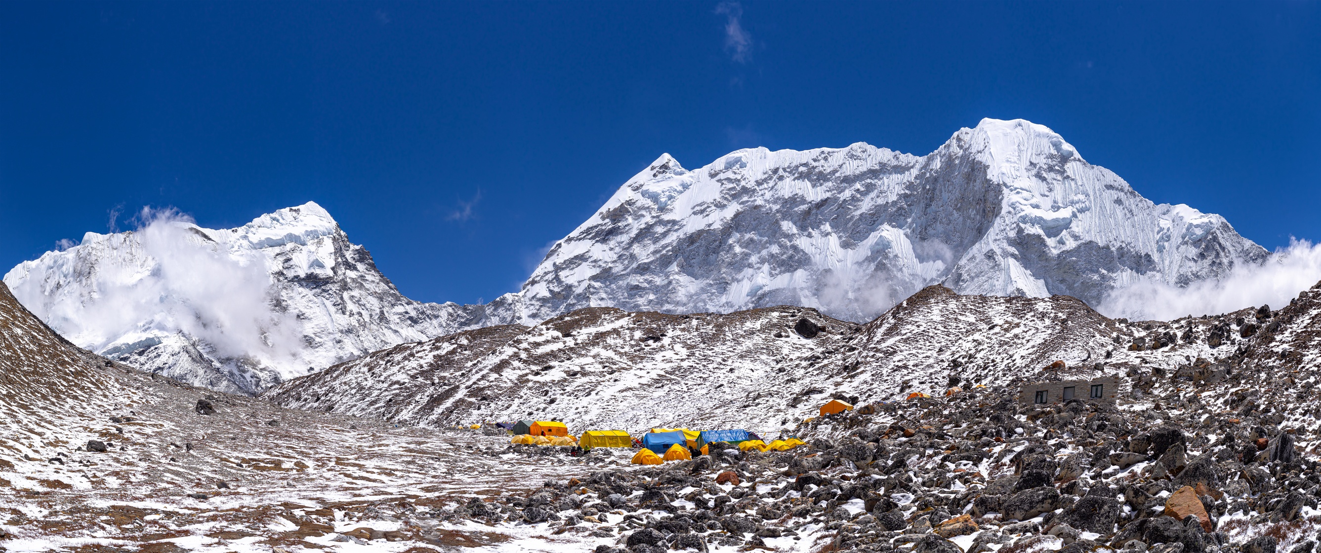 Island Peak Mountain Base Camp 6189m in Everest Region of Himalayas, Nepal.