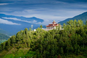 Scenic Bumthang Bhutan. A typical Buddhist dzong of Bhutan. 