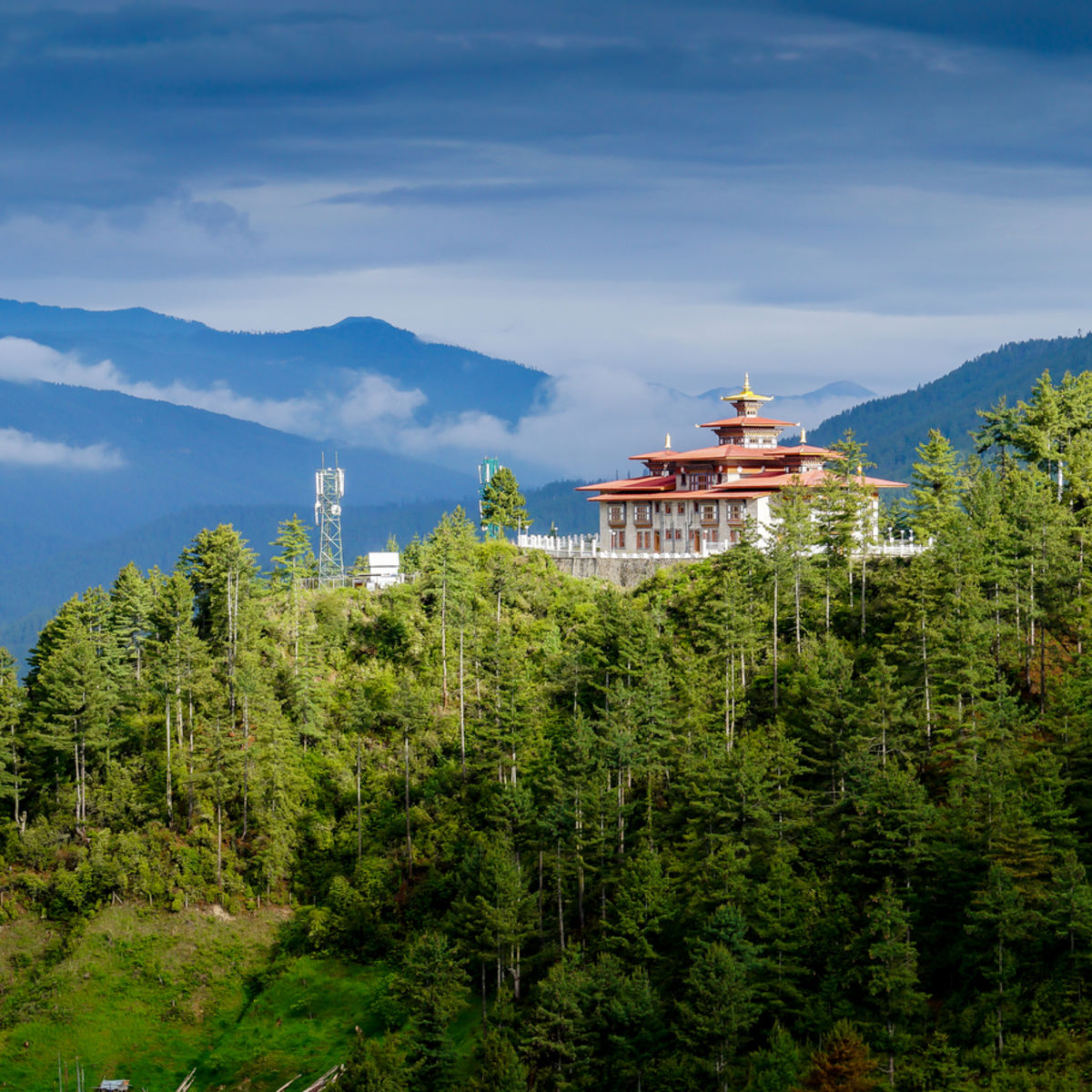 Scenic Bumthang Bhutan. A typical Buddhist dzong of Bhutan.