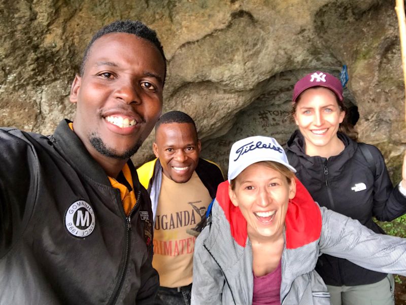 Hikers on Sipi Falls hike in Uganda