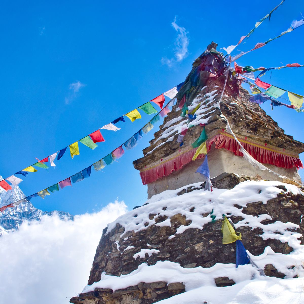 Buddhist stupa in mountains, Everest region, Nepal