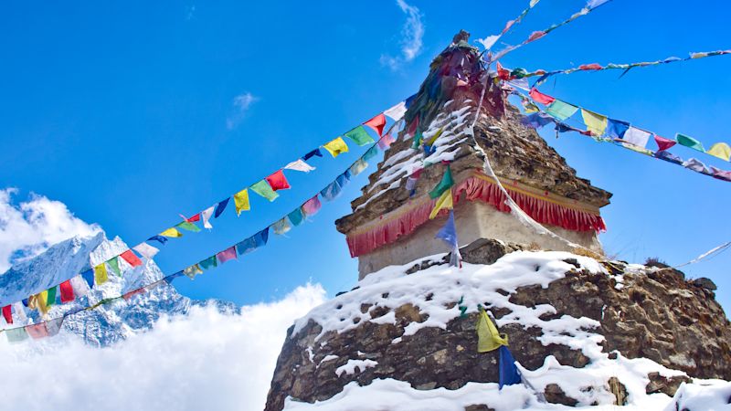 Buddhist stupa in mountains, Everest region, Nepal