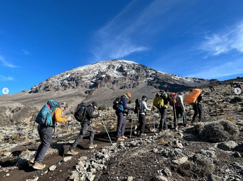 Day 6 Kilimanjaro Lemosho route group pic on the trail alpine desert