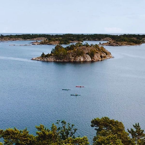 Kayaking Sweden islands aerial shot