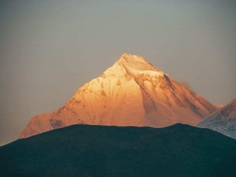 Mountain peak in sunlight