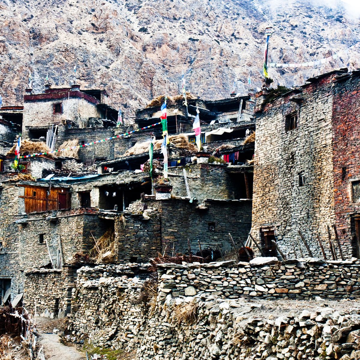 Pur. Tibetan Nar Village in Nar-Phu Valley, Annapurna, Nepal