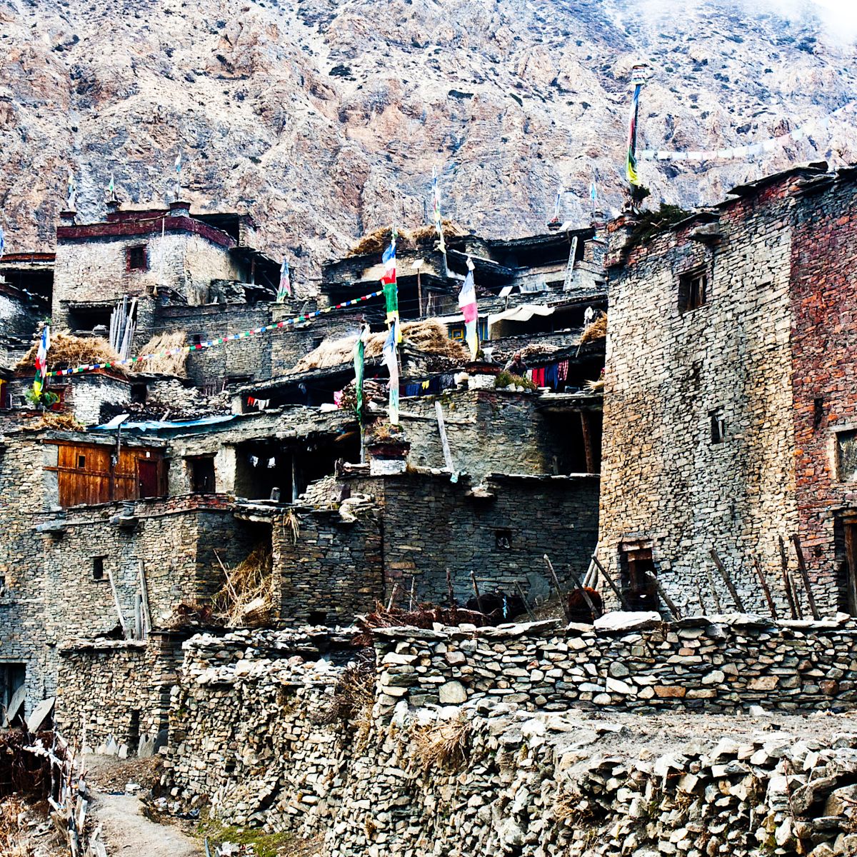 Pur. Tibetan Nar Village in Nar-Phu Valley, Annapurna, Nepal