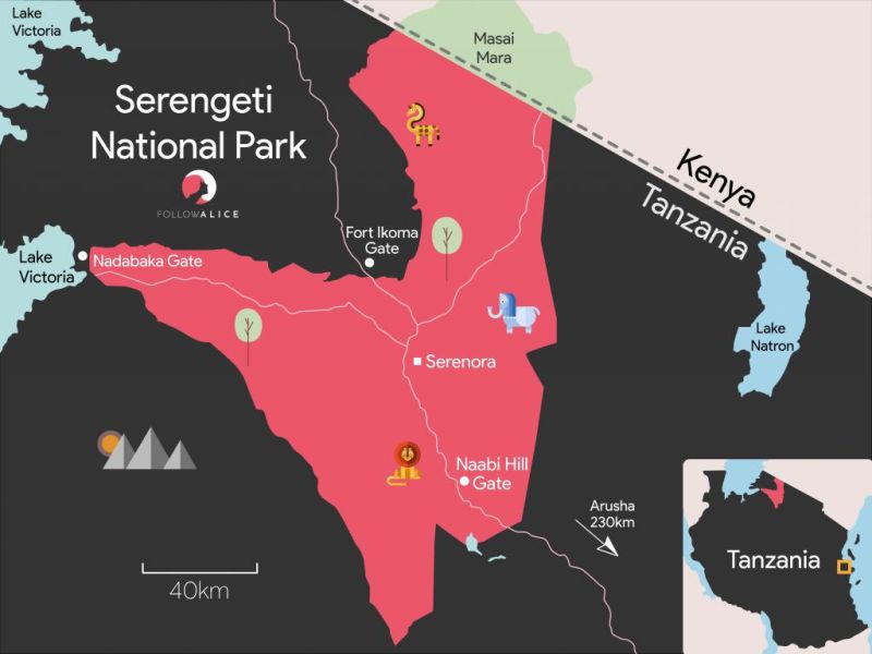 Serengeti National Park map Tanzania