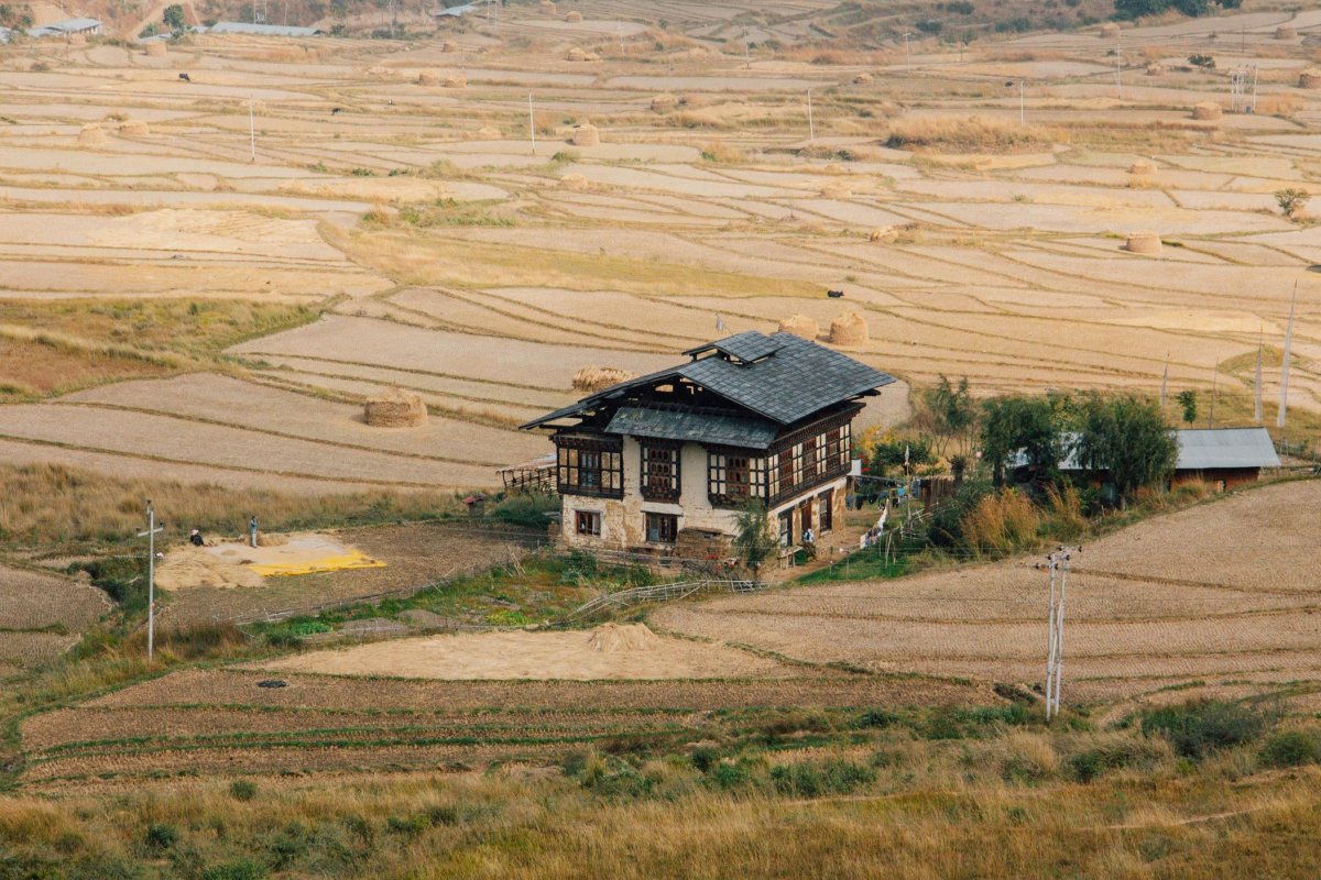 Traditional homestead in Punakha, Bhutan 