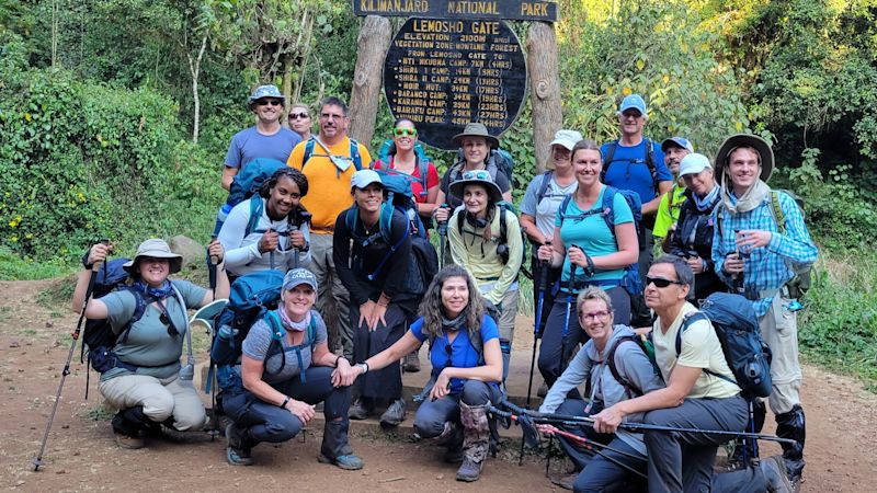 Lucy Lofton photo of group pics at Lemosho Gate