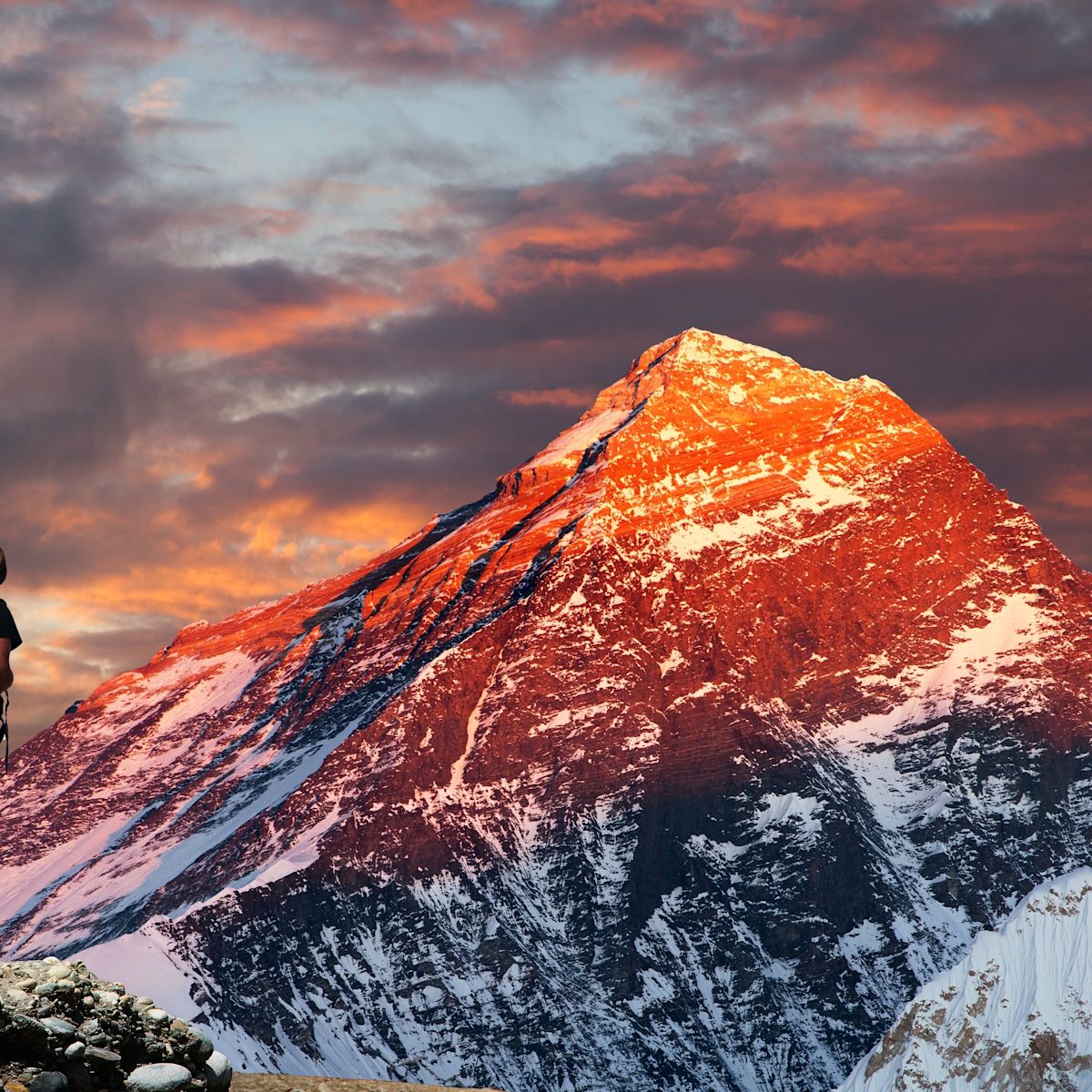 Pur. View of Mount Everest from Gokyo valley