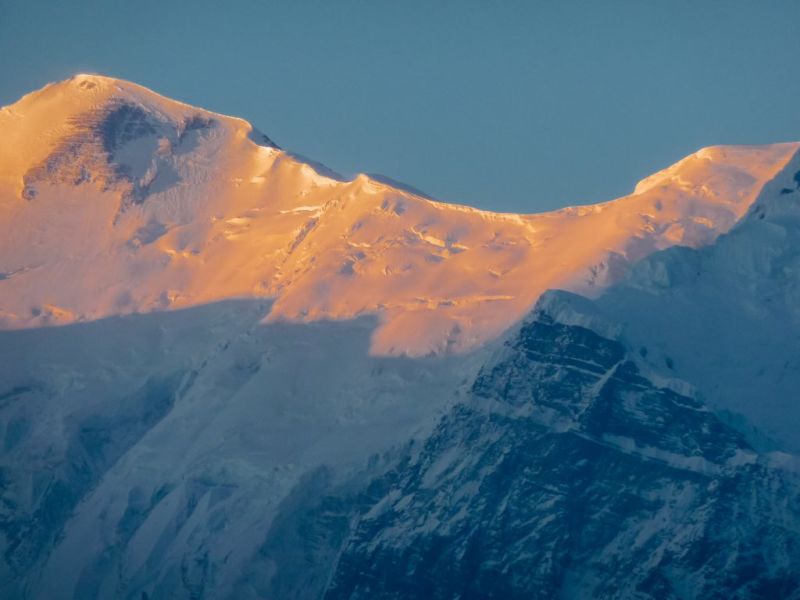 The peaks of the Annapurna mountains are always covered in snow