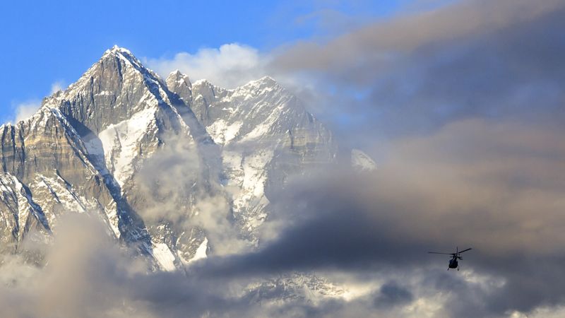 Pur. Helicopter and Lhotse mountain Everest Base Camp trek