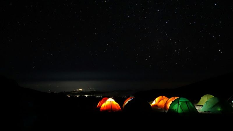 nighttime Kilimanjaro camp