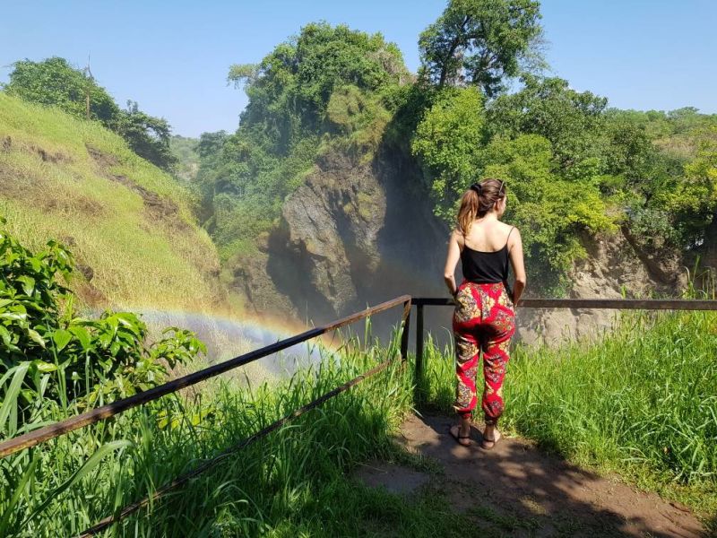 Girl looking out over Murchison Falls in Uganda