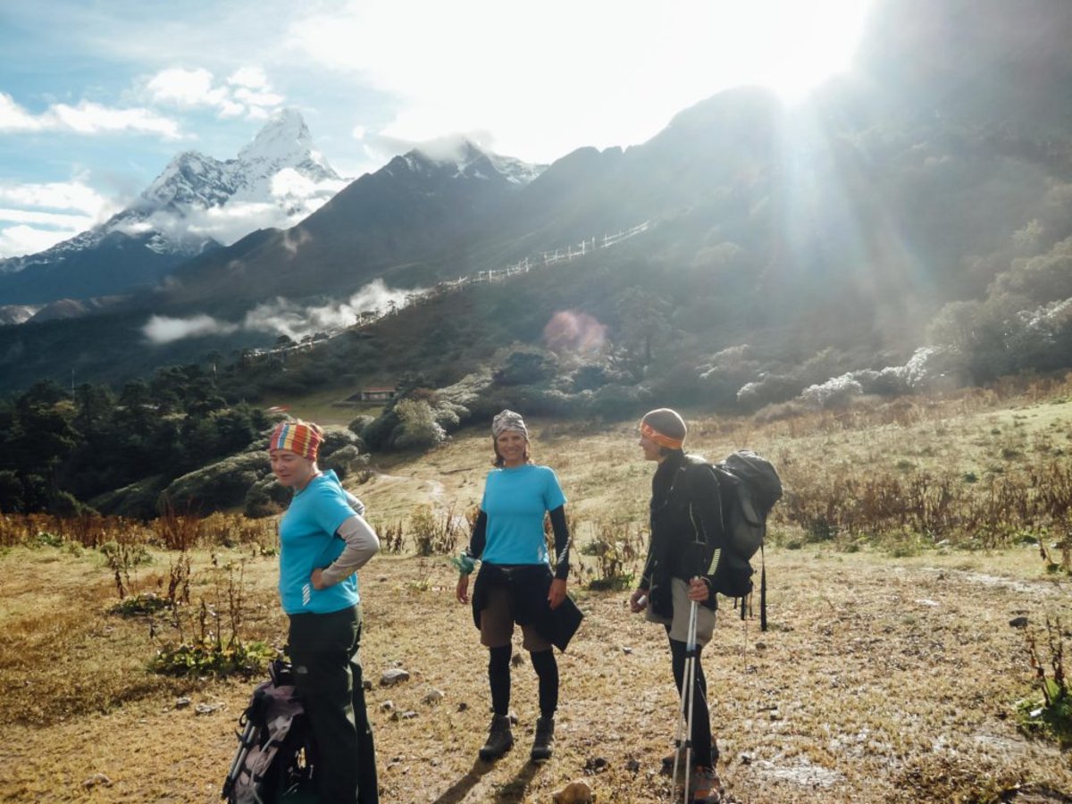 happy hikers on Everest Base Camp trek