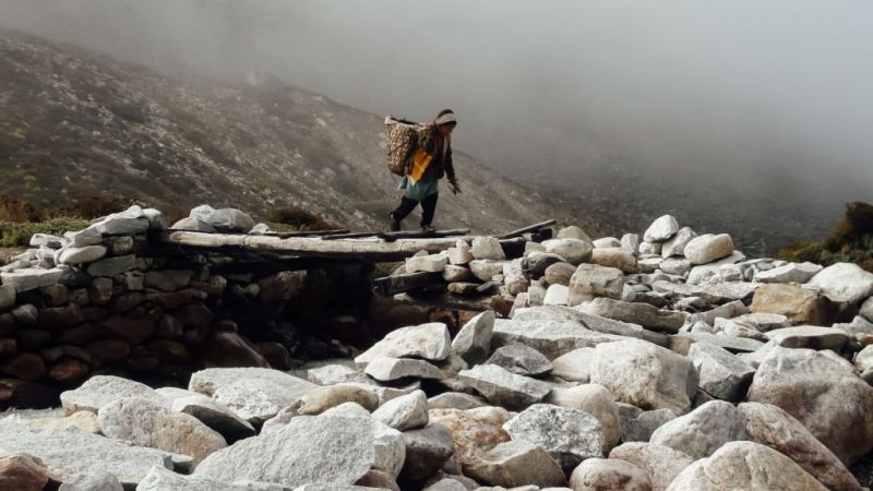 A Sherpa porter on the Everest Base Camp Trek