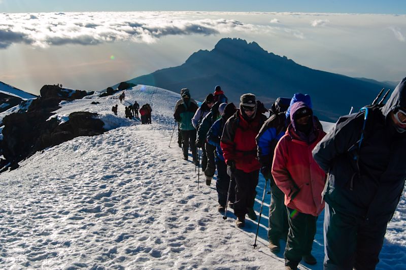 Trekkers spread out across the Lemosho route
