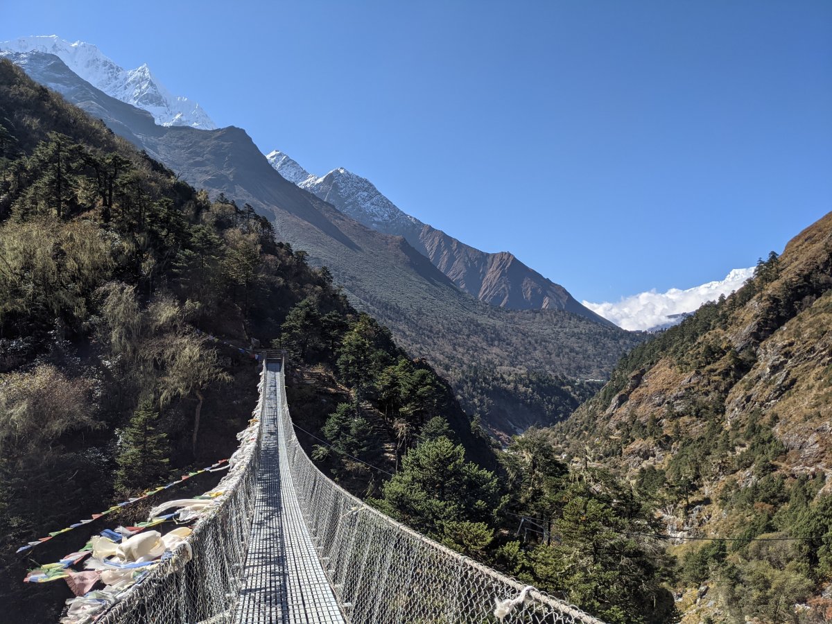 EBC trek Nepal suspension bridge