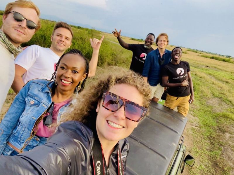 Group photo on safari in Uganda, best time to visit Uganda