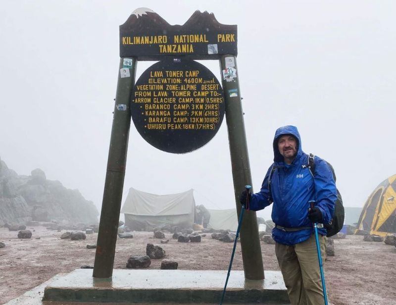 Man Standing at Lava Tower Kilimanjaro Climb