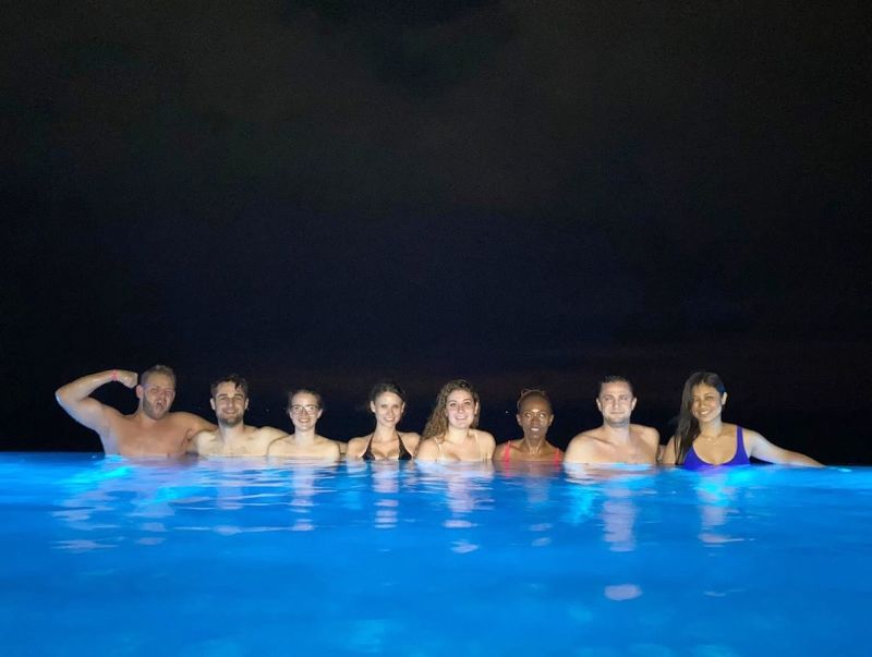 Sri Lanka swimming group pic Colombo Hotel pool 