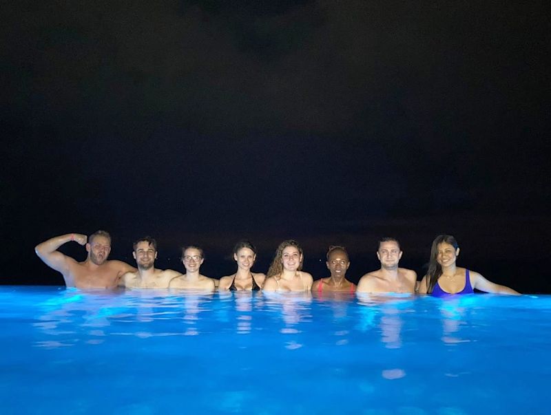 Sri Lanka swimming group pic Colombo Hotel pool 