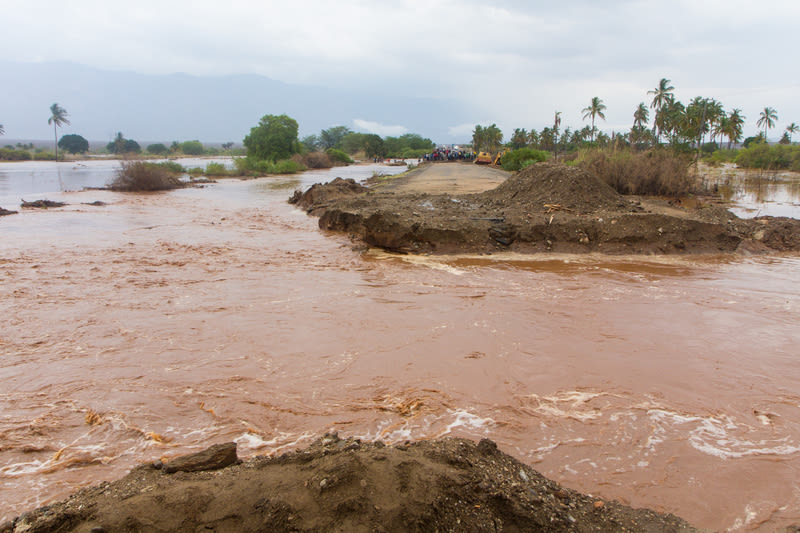 Flooded road on safari in Tanzania