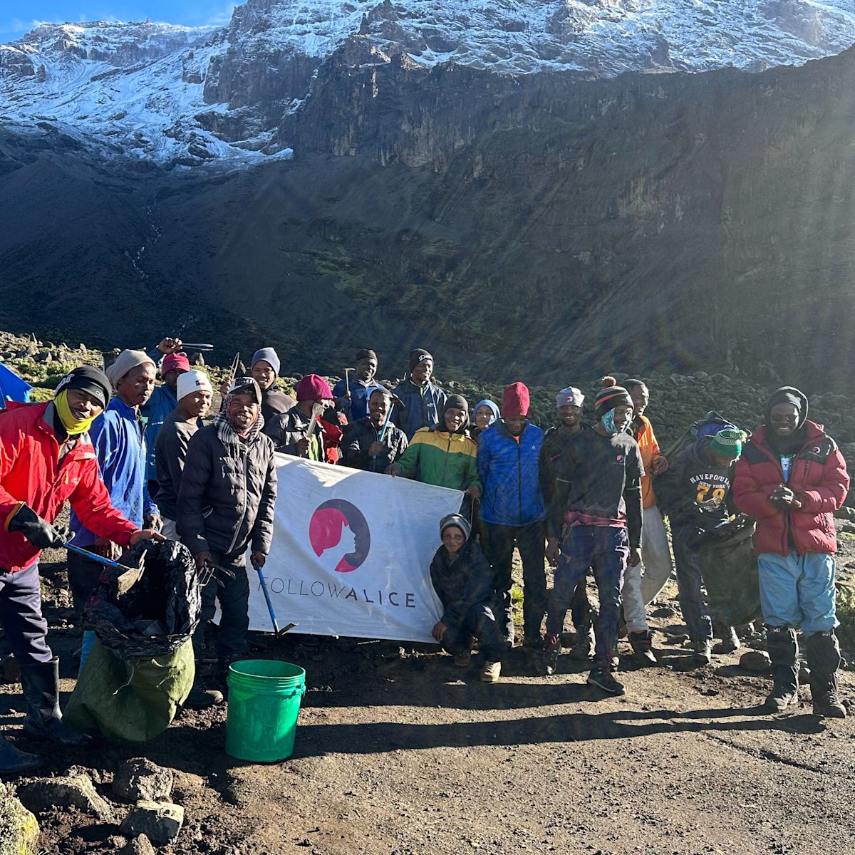 Kilimanjaro group photo Barranco Camp 2023 cleanup