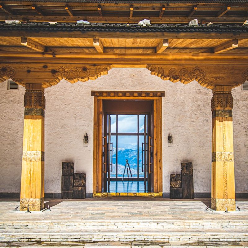 Ours. Hotel Lobby Door In Thimphu In Bhutan