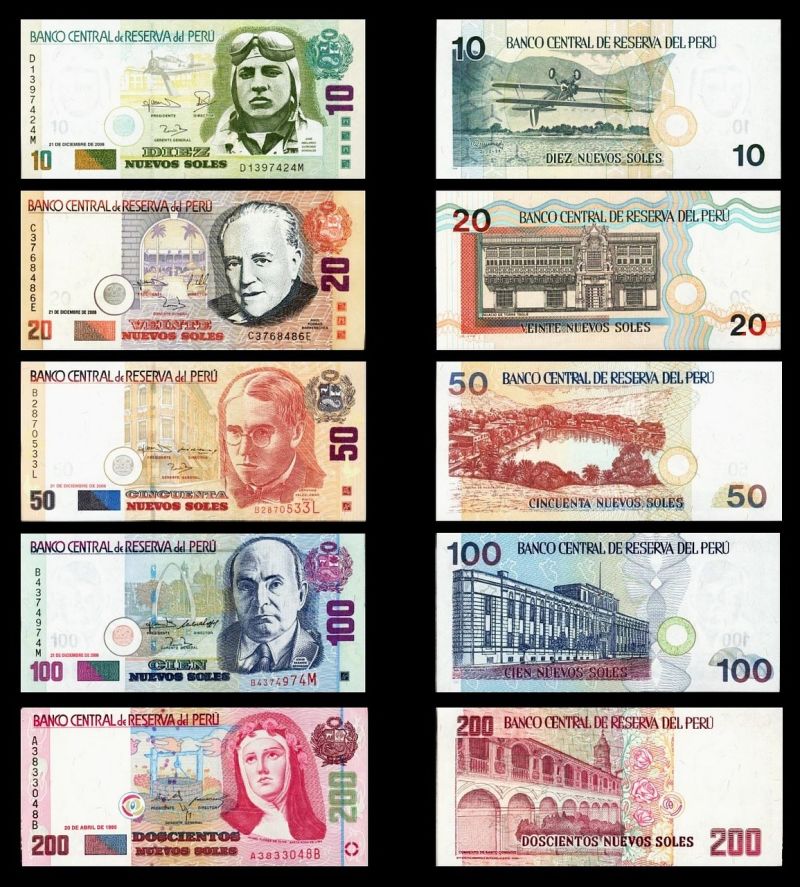 Peru nuevo sol banknotes