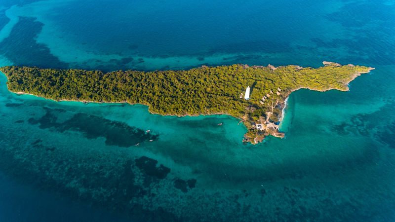An aerial view of the Chumbe Island Coral Park in Zanzibar