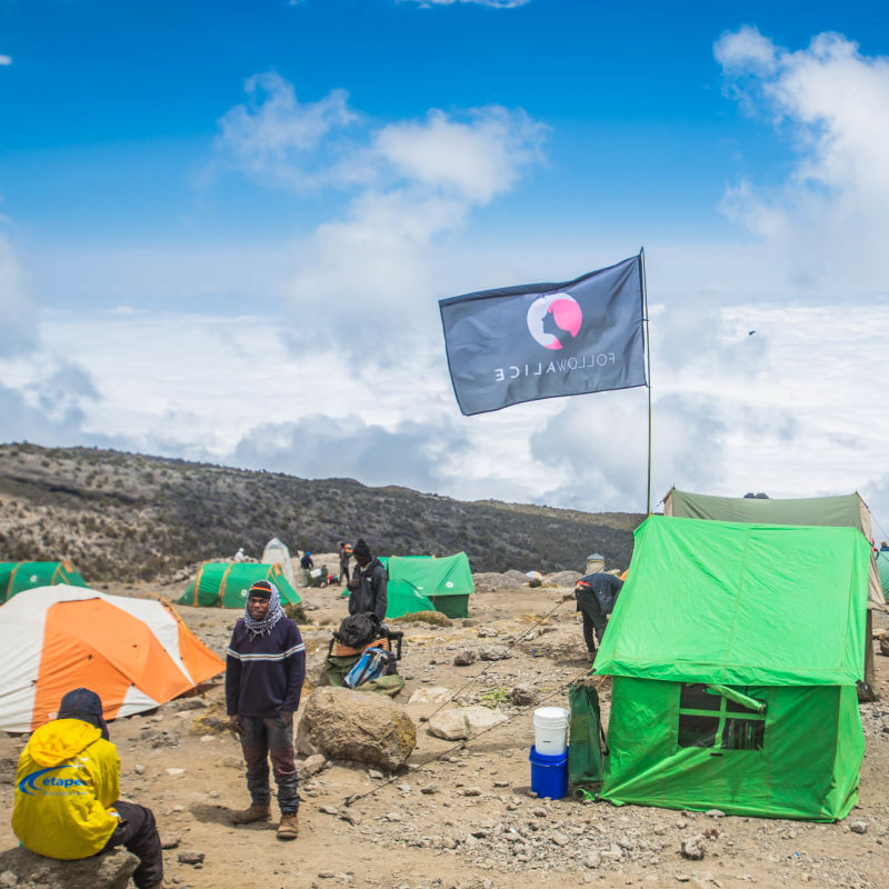 Follow Alice campsite on Kilimanjaro