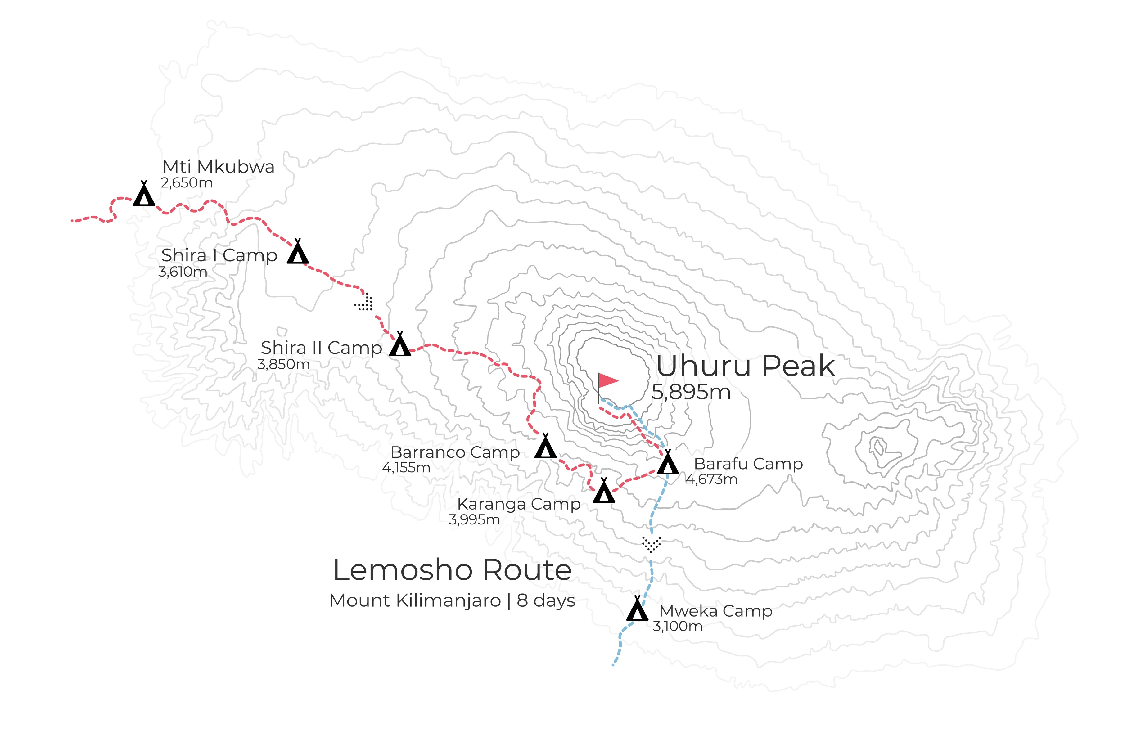 Lemosho-Route-8-days-Map Kilimanjaro
