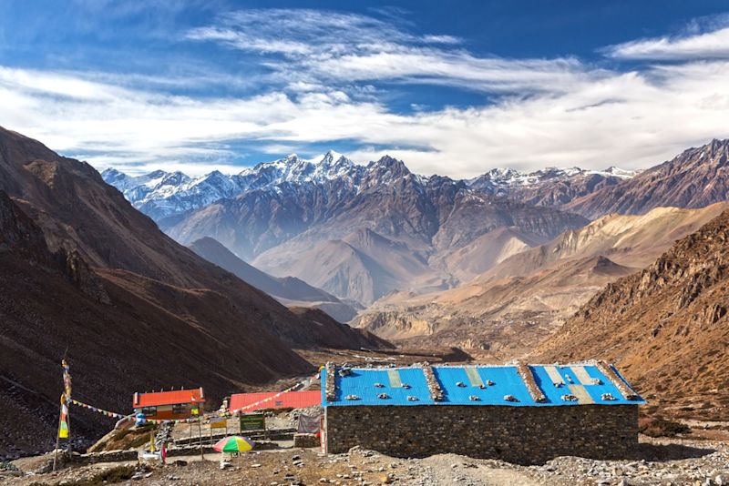 Teahouse Building on Annapurna Circuit Hiking Trail
