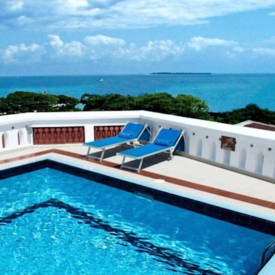 Maru Maru Hotel sits in a plum position in historic Stone Town. What's more, its rooftop has a cocktail bar and swimming pool, and offers 360-degree views of the town and the Indian Ocean.