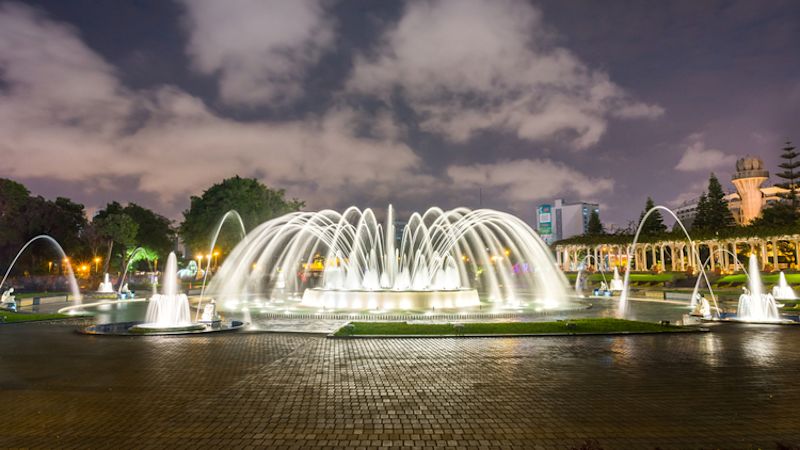 Lima's Magic Water Circuit of the Reserve Park lit up at night