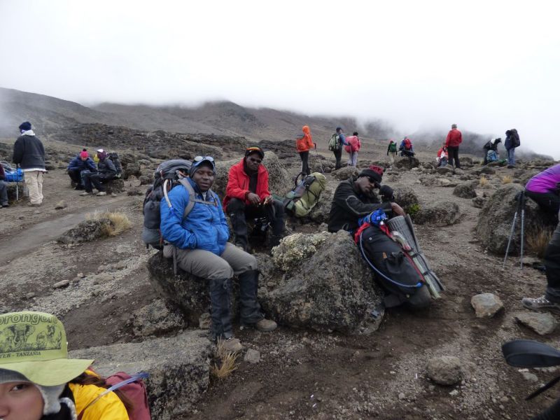 Guides taking a rest on Kilimanjaro