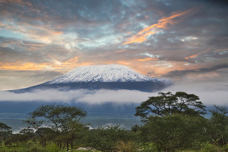 Ours. Mt Kilimanjaro seen from Masai Mara Reserve in Kenya 