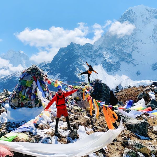 Ours. Everest Base Camp EBC Nepal trekkers flags fun