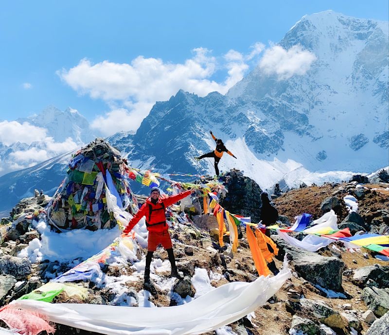 Ours. Everest Base Camp EBC Nepal trekkers flags fun