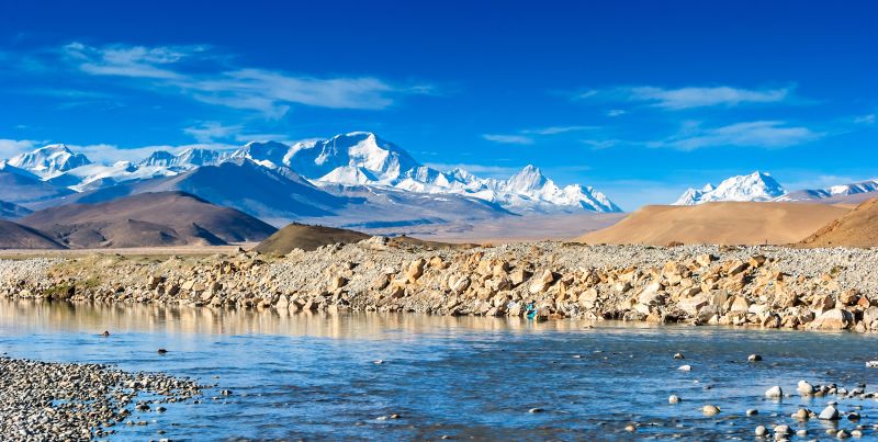 Ours. S. Tibet Himalayas Mt Everest lake landscape 