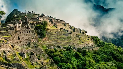 Sunny view of Machu Picchu, Peru, Inca Empire