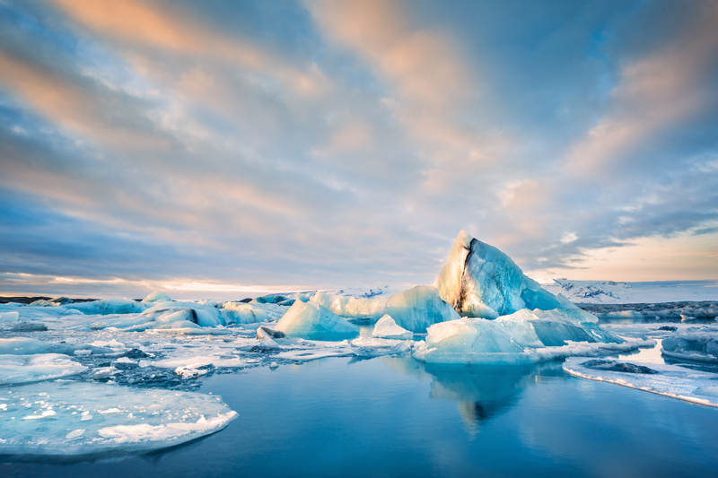 Icebergs float on Jokulsarlon glacier lagoon, in Iceland
