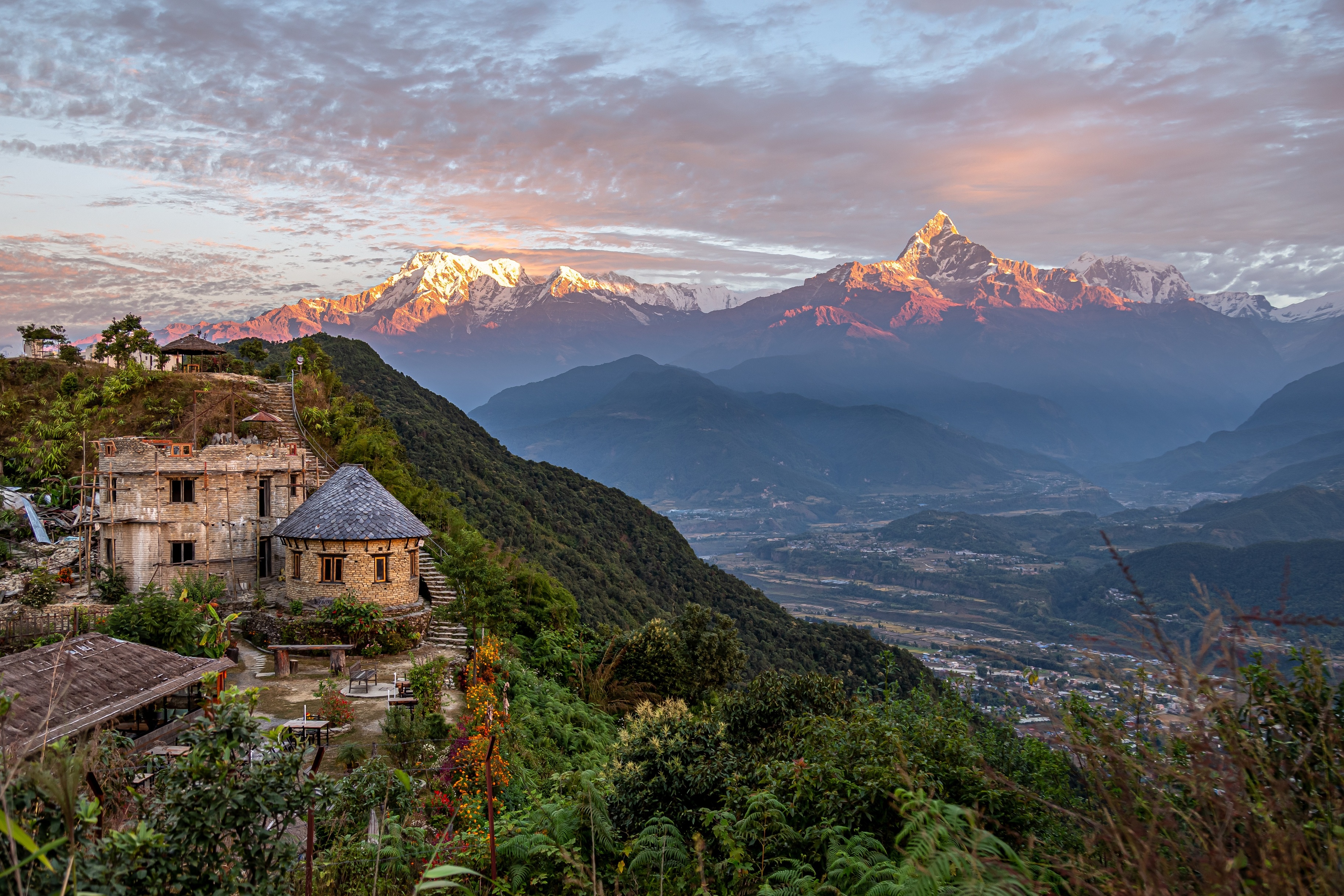 View of Pokhara and Annapurna Mountains, Nepal