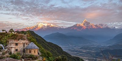 View of Pokhara and Annapurna Mountains, Nepal